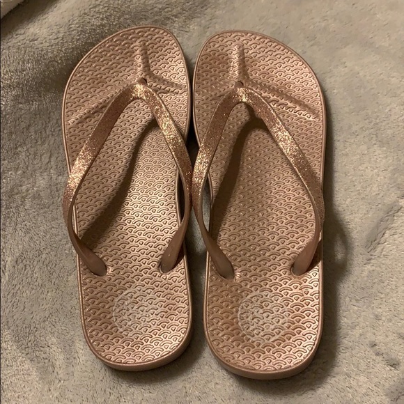 So Rose Gold Flip Flops